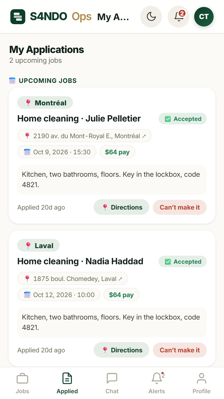 Horaire S4NDO sur un téléphone